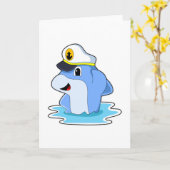 Dolfijn als kapitein met hoed kaart (Gele Bloem)