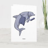 Dolfijn als kapper met kam kaart (Achterkant)