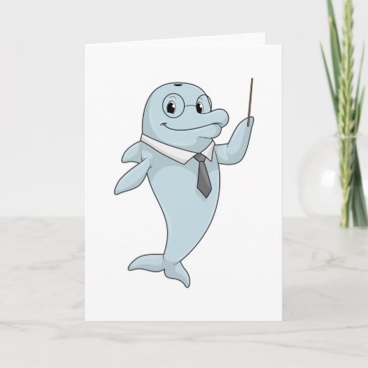 Dolfijn als leraar met aanwijsstok kaart (Voorkant)