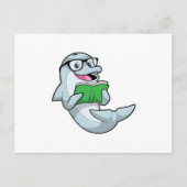 Dolfijn als nerd met bril en boek briefkaart (Voorkant)