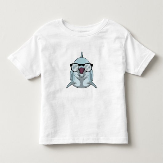 Dolfijn als Nerd met bril Kinder Shirts (Voorkant)