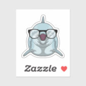 Dolfijn als Nerd met bril Sticker (Vel)