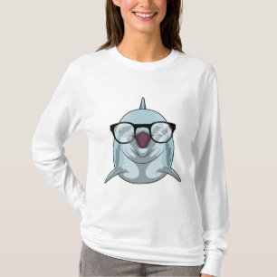 Dolfijn als Nerd met bril T-shirt