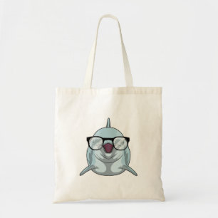 Dolfijn als Nerd met bril Tote Bag