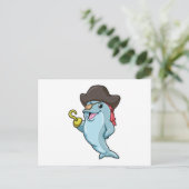 Dolfijn als piraat met ooglapje en haakhand briefkaart (Staand voorkant)