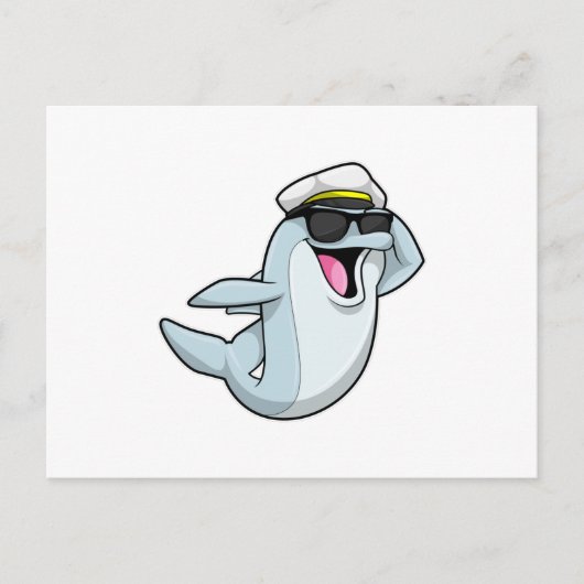 Dolfijn als politieagent met politiehoed briefkaart (Voorkant)