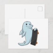Dolfijn als schaatser met skateboard briefkaart (Voorkant / Achterkant)