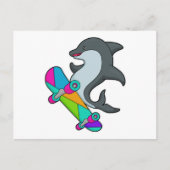 Dolfijn als schaatser met skateboard briefkaart (Voorkant)