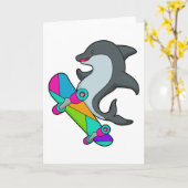 Dolfijn als schaatser met skateboard kaart (Gele Bloem)