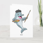 Dolfijn als schilder met verfkwast en kleur kaart (Achterkant)