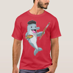 Dolfijn als Schilder met verfkwast Kleur T-shirt