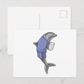 Dolfijn als secretaris met stapel papier briefkaart (Voorkant / Achterkant)