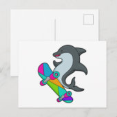 Dolfijn als skater met skateboard briefkaart (Voorkant / Achterkant)
