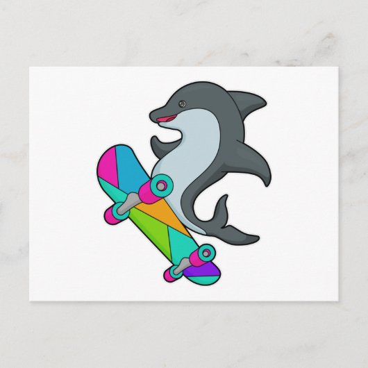 Dolfijn als skater met skateboard briefkaart (Voorkant)