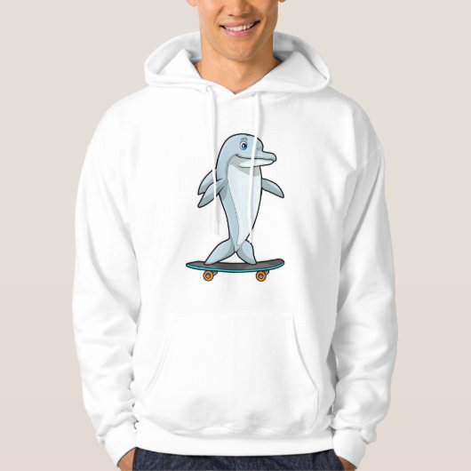 Dolfijn als Skater met skateboard Hoodie (Voorkant)