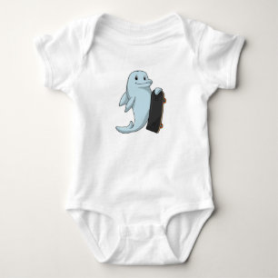 Dolfijn als Skater met skateboard Romper