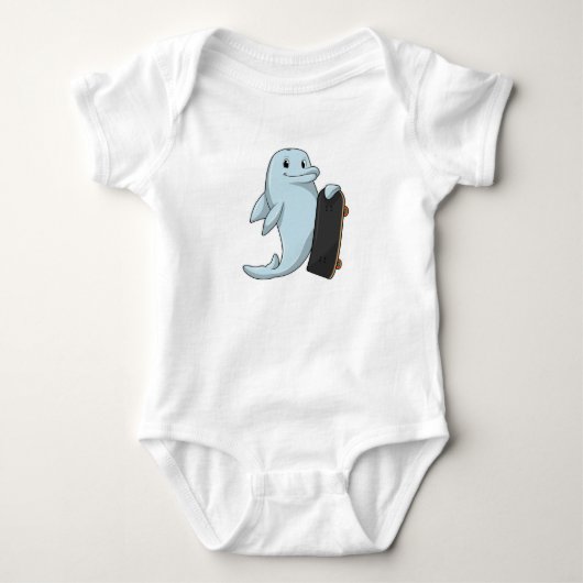 Dolfijn als Skater met skateboard Romper (Voorkant)