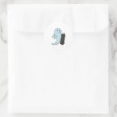 Dolfijn als Skater met skateboard Ronde Sticker (Tas)