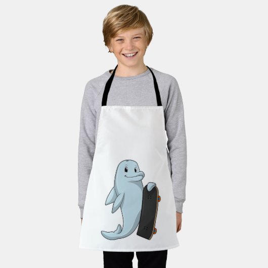 Dolfijn als Skater met skateboard Schort (Gedragen)