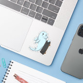 Dolfijn als Skater met skateboard Sticker (Laptop met iPhone)