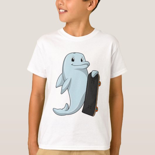 Dolfijn als Skater met skateboard T-shirt (Voorkant)
