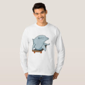 Dolfijn als Skater met skateboard T-shirt (Voorkant volledig)