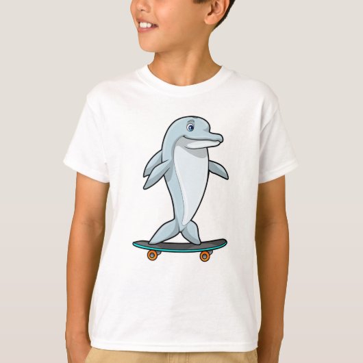 Dolfijn als Skater met skateboard T-shirt (Voorkant)