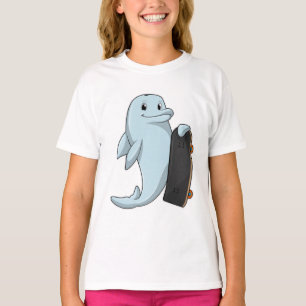Dolfijn als Skater met skateboard T-shirt