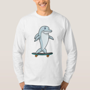 Dolfijn als Skater met skateboard T-shirt