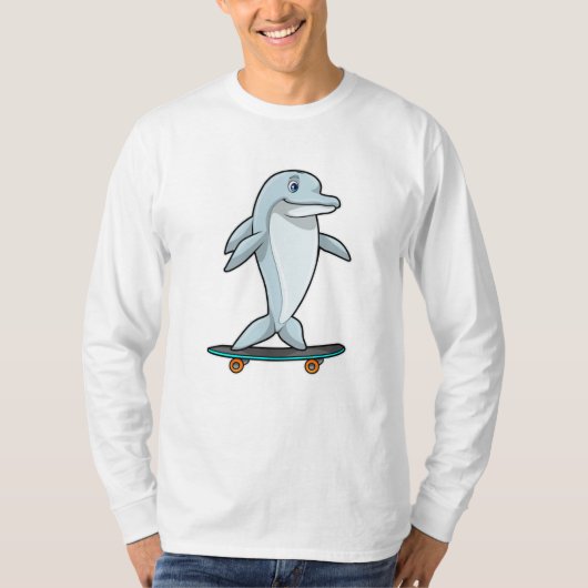 Dolfijn als Skater met skateboard T-shirt (Voorkant)