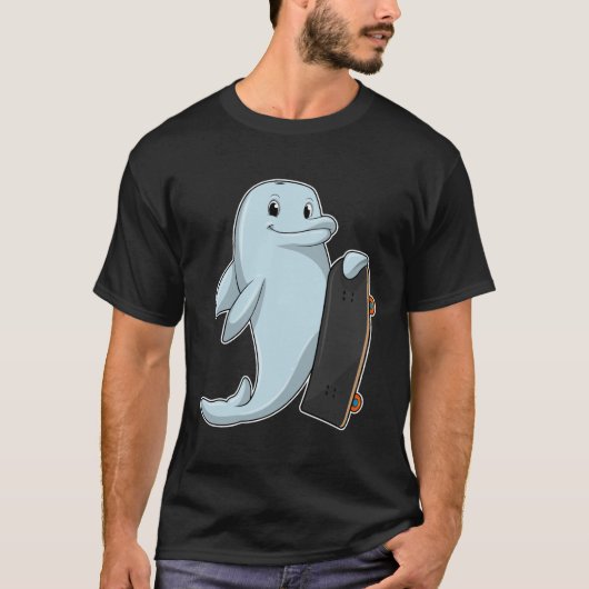 Dolfijn als Skater met skateboard T-shirt (Voorkant)