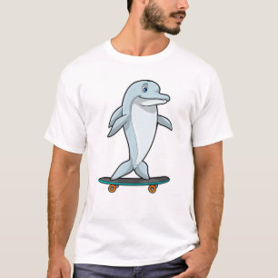 Dolfijn als Skater met skateboard T-shirt