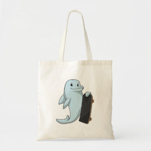 Dolfijn als Skater met skateboard Tote Bag