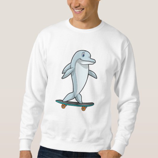 Dolfijn als Skater met skateboard Trui (Voorkant)