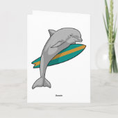 Dolfijn als surfer met surfplank kaart (Achterkant)