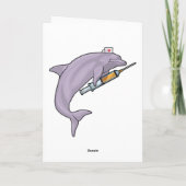 Dolfijn als verpleegster met injectiespuit kaart (Achterkant)