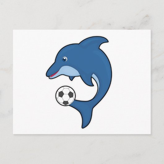 Dolfijn als voetballer met voetbal briefkaart (Voorkant)