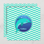 Dolfijn; Aqua Green Chevron Kaart (Voorkant / Achterkant)