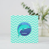 Dolfijn; Aqua Green Chevron Kaart (Staand voorkant)