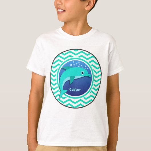 Dolfijn; Aqua Green Chevron T-shirt (Voorkant)