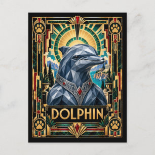 Dolfijn, Art Deco Wildlife Briefkaart