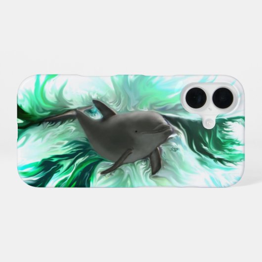 Dolfijn Baby iPhone 16 Hoesje (Achterkant horizontaal)