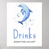 Dolfijn baby shower - Drinken Poster (Voorkant)