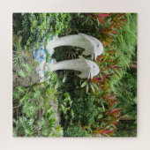 Dolfijn, beeld, park, planten, bloemen, natuur legpuzzel (Horizontaal)