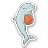 Dolfijn bij Basketbal Sporten Sticker (Voorkant)