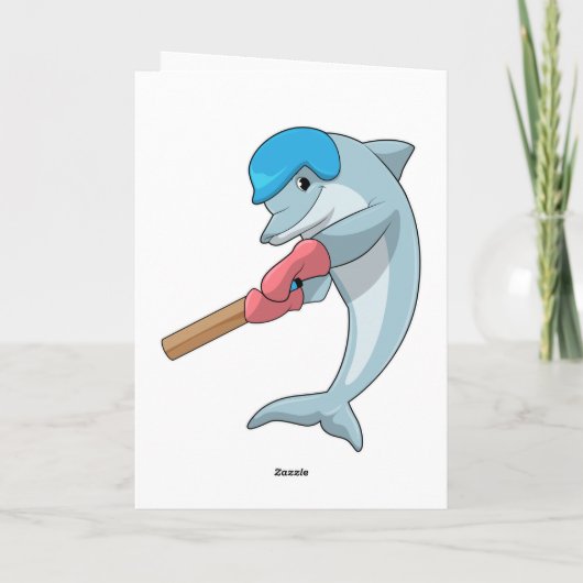 Dolfijn bij Cricket met cricketbat Kaart (Achterkant)