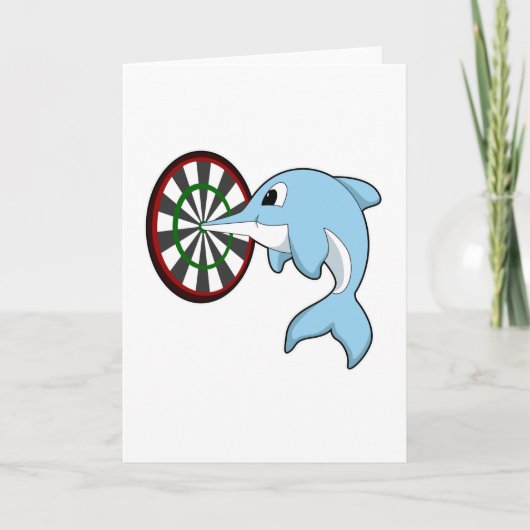 Dolfijn bij Darts met Dartbord Kaart (Voorkant)