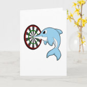 Dolfijn bij Darts met Dartbord Kaart (Gele Bloem)