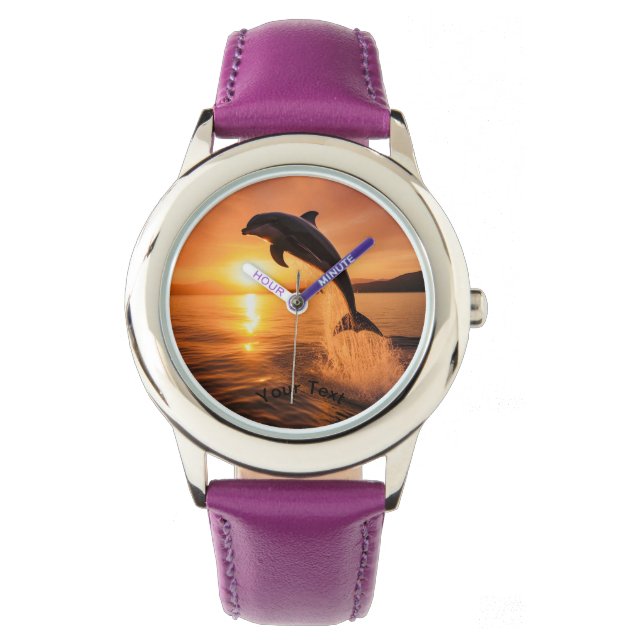 Dolfijn bij Golden Sunset Horloge (Voorkant)