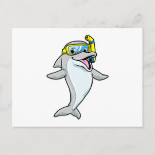 Dolfijn bij het duiken met snorkel briefkaart